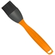 a translucent orange handle & charcoal brush silicone basting brush