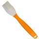 aerial view a translucent orange handle & white brush silicone basting brush, image 1 of 2