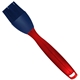 aerial view a translucent red handle & blue brush silicone basting brush, image 1 of 2