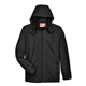 aerial view a black team 365 adult conquest jacket with mesh lining, image 1 of 7