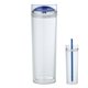 aerial view a blue jomocha 16 oz double lid hot / cold tumbler, image 1 of 6