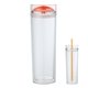 aerial view a orange jomocha 16 oz double lid hot / cold tumbler, image 1 of 6