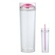 aerial view a pink jomocha 16 oz double lid hot / cold tumbler, image 1 of 6