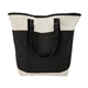aerial view a black myrtle natural canvas tote, image 1 of 4