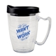 aerial view a clear & black lid 15 oz orbit double walled mug, image 1 of 11