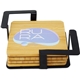 4 Pc. Bamboo Square Coaster Set with Black Metal Stand