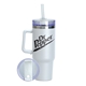 40 oz Stainless Steel Tumbler with Straw - White