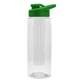 a clear bottle & green lid & frost infuser the flair - 26 oz transparent tritan(tm) bottle with drink thru lid and large infuser