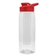 a clear bottle & red lid & frost infuser the flair - 26 oz transparent tritan(tm) bottle with drink thru lid and large infuser