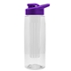 a clear bottle & violet lid & frost infuser the flair - 26 oz transparent tritan(tm) bottle with drink thru lid and large infuser