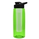 a transparent lime green bottle & black lid & frost infuser the flair - 26 oz transparent tritan(tm) bottle with drink thru lid and large infuser