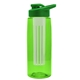 a transparent lime green bottle & green lid & frost infuser the flair - 26 oz transparent tritan(tm) bottle with drink thru lid and large infuser
