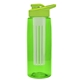 a transparent lime green bottle & lime green lid & frost infuser the flair - 26 oz transparent tritan(tm) bottle with drink thru lid and large infuser
