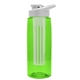 a transparent lime green bottle & white lid & frost infuser the flair - 26 oz transparent tritan(tm) bottle with drink thru lid and large infuser