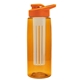 a transparent orange bottle & orange lid & frost infuser the flair - 26 oz transparent tritan(tm) bottle with drink thru lid and large infuser