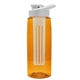 a transparent orange bottle & white lid & frost infuser the flair - 26 oz transparent tritan(tm) bottle with drink thru lid and large infuser