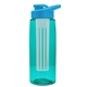 a transparent teal bottle & cyan lid & frost infuser the flair - 26 oz transparent tritan(tm) bottle with drink thru lid and large infuser
