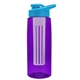 a transparent violet bottle & cyan lid & frost infuser the flair - 26 oz transparent tritan(tm) bottle with drink thru lid and large infuser