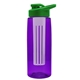 a transparent violet bottle & green lid & frost infuser the flair - 26 oz transparent tritan(tm) bottle with drink thru lid and large infuser