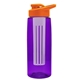 a transparent violet bottle & orange lid & frost infuser the flair - 26 oz transparent tritan(tm) bottle with drink thru lid and large infuser