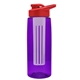 a transparent violet bottle & red lid & frost infuser the flair - 26 oz transparent tritan(tm) bottle with drink thru lid and large infuser