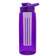 a transparent violet bottle & violet lid & frost infuser the flair - 26 oz transparent tritan(tm) bottle with drink thru lid and large infuser