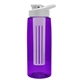 a transparent violet bottle & white lid & frost infuser the flair - 26 oz transparent tritan(tm) bottle with drink thru lid and large infuser