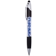 aerial view a translucent blue geode illuminated stylus pen, image 1 of 4