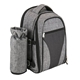 aerial view a black wine picnic cooler backpack for four + fleece blanket, image 1 of 6
