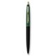 a black barrel & forest green cap gold trim pens