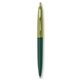 a forest green barrel & metallic green cap gold trim pens