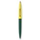a forest green barrel & yellow cap gold trim pens