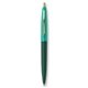 a forest green barrel & teal cap gold trim pens