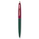 a forest green barrel & burgundy cap gold trim pens
