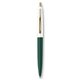 a forest green barrel & white cap gold trim pens