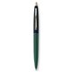 a forest green barrel & navy blue cap gold trim pens