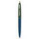 a metallic dark blue barrel & forest green cap gold trim pens