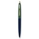 a navy blue barrel & forest green cap gold trim pens
