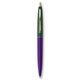 a purple barrel & forest green cap gold trim pens