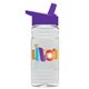 a clear bottle & violet lid groove 20 oz tritan(tm) sports bottle with flip straw lid and digital imprint