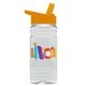 a clear bottle & orange lid groove 20 oz tritan(tm) sports bottle with flip straw lid and digital imprint