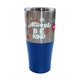 aerial view a blue double wall vacuum 20 oz viking cafe tumbler, image 1 of 6