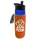 a blue bottle & black lid & orange insulator the wave - 24 oz tritan(tm) bottle with flip straw lid and insulator caddy
