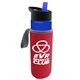 a blue bottle & blue lid & red insulator the wave - 24 oz tritan(tm) bottle with flip straw lid and insulator caddy