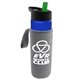 a blue bottle & green lid & heather gray insulator the wave - 24 oz tritan(tm) bottle with flip straw lid and insulator caddy