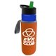 a blue bottle & green lid & orange insulator the wave - 24 oz tritan(tm) bottle with flip straw lid and insulator caddy