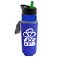 a blue bottle & green lid & blue insulator the wave - 24 oz tritan(tm) bottle with flip straw lid and insulator caddy