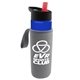 a blue bottle & red lid & heather gray insulator the wave - 24 oz tritan(tm) bottle with flip straw lid and insulator caddy