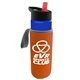 a blue bottle & red lid & orange insulator the wave - 24 oz tritan(tm) bottle with flip straw lid and insulator caddy