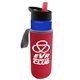 a blue bottle & red lid & red insulator the wave - 24 oz tritan(tm) bottle with flip straw lid and insulator caddy